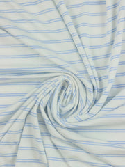 Load image into Gallery viewer, Light Periwinkle Blue Double Pinstripe Rayon Spandex Jersey | Made in USA