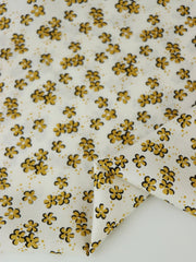 Load image into Gallery viewer, Gold Cloverfield on Ivory Rayon Challis