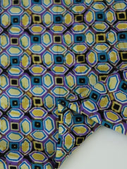 Load image into Gallery viewer, Blue/Purple/Yellow Geometric Rayon Challis