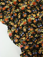 Load image into Gallery viewer, Yellow & Orange Floral on Black Rayon Challis