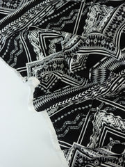 Load image into Gallery viewer, Black & White Chevron Rayon Challis
