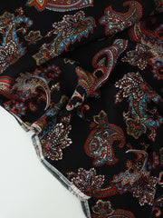 Load image into Gallery viewer, Burgundy & Blue Paisley on Black Rayon Challis