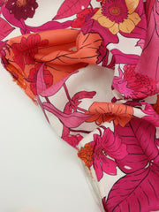 Load image into Gallery viewer, Tropical Fuchsia Floral Italian Linen Viscose
