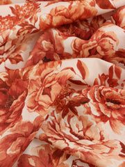 Load image into Gallery viewer, Vermillion Vintage Roses Italian Linen Viscose