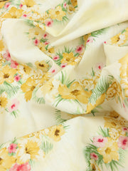Load image into Gallery viewer, Yellow Bouquet on Beige Ice Dye Italian Linen Viscose