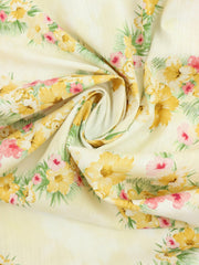 Load image into Gallery viewer, Yellow Bouquet on Beige Ice Dye Italian Linen Viscose