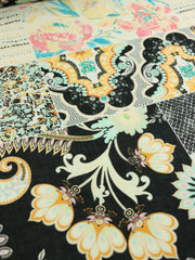 Load image into Gallery viewer, Black Floral Block Print Italian Cotton Organza