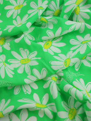 Load image into Gallery viewer, Daisies on Bright Green Print Italian Cotton Blend