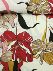 Load image into Gallery viewer, Red Retro Blooms Print Italian Cotton Shirting