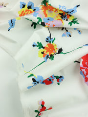 Load image into Gallery viewer, Vibrant Floral Print Italian Stretch Cotton