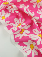 Load image into Gallery viewer, Daisies on Hot Pink Print Italian Cotton Blend