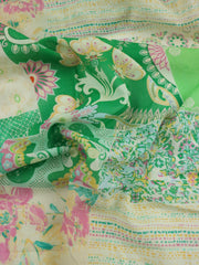 Load image into Gallery viewer, Green Floral Block Print Italian Cotton Organza