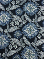 Load image into Gallery viewer, Blue & White Floral Medallions on Navy Italian Cotton Shirting