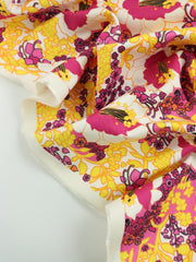 Load image into Gallery viewer, Pink & Yellow Floral Print Italian Stretch Cotton