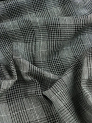 Load image into Gallery viewer, Black & Ivory Window Pane Plaid Italian Linen Cotton