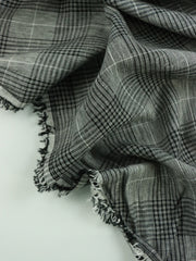 Load image into Gallery viewer, Black & Ivory Window Pane Plaid Italian Linen Cotton