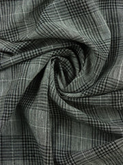 Load image into Gallery viewer, Black & Ivory Window Pane Plaid Italian Linen Cotton
