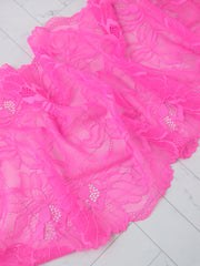 Load image into Gallery viewer, Neon Crystal Pink 8.75" Wide Stretch Lace