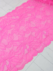 Load image into Gallery viewer, Neon Crystal Pink 8.75" Wide Stretch Lace