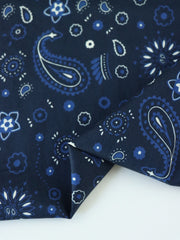 Load image into Gallery viewer, Royal Paisley on Navy Cotton Poplin | Designer Deadstock