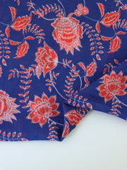 Load image into Gallery viewer, By The Panel | Red, White & Blue Floral & Stripe Rayon Organza