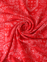 Load image into Gallery viewer, Red Bandana Rayon Challis