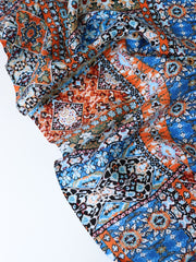 Load image into Gallery viewer, Blue & Orange Boho Patchwork Rayon Challis