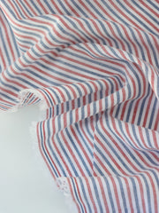 Load image into Gallery viewer, Red, White & Blue Mini Stripe Cotton Shirting | Designer Deadstock