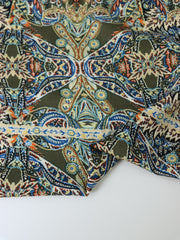 Load image into Gallery viewer, Olive Boho Stripe Rayon Challis