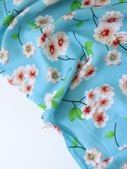 Load image into Gallery viewer, Talia Floral on Blue Rayon Challis