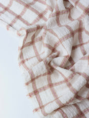 Load image into Gallery viewer, Ivory & Mauve Plaid Cotton Double Gauze | Designer Deadstock