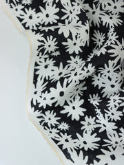 Load image into Gallery viewer, Little White Daisies on Black Hemp Tencel