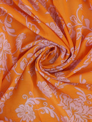 Load image into Gallery viewer, Pink Floral on Orange Cotton Organza | Designer Deadstock