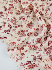Load image into Gallery viewer, Burgundy Paisley on Cream Rayon Challis | Designer Deadstock