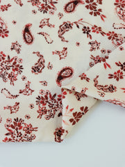 Load image into Gallery viewer, Burgundy Paisley on Cream Rayon Challis | Designer Deadstock