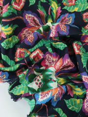 Load image into Gallery viewer, 3YD PRECUT; Sacha Floral on Navy Cotton Poplin | Designer Deadstock