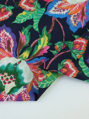 Load image into Gallery viewer, 3YD PRECUT; Sacha Floral on Navy Cotton Poplin | Designer Deadstock
