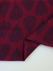 Load image into Gallery viewer, Navy Ferns on Burgundy Cotton Organza | Designer Deadstock