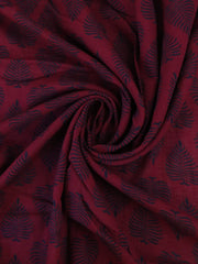 Load image into Gallery viewer, Navy Ferns on Burgundy Cotton Organza | Designer Deadstock