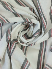 Load image into Gallery viewer, Ivory/Black/Burgundy/Pink Stripe Cotton Shirting | Designer Deadstock