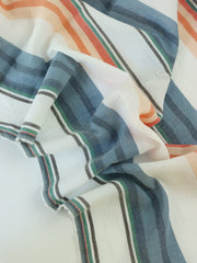 Load image into Gallery viewer, Blues & Oranges Mixed Stripe Cotton Shirting | Designer Deadstock