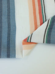 Load image into Gallery viewer, Blues & Oranges Mixed Stripe Cotton Shirting | Designer Deadstock