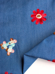 Load image into Gallery viewer, Floral Embroidered Cotton 10oz Denim