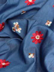 Load image into Gallery viewer, Floral Embroidered Cotton 10oz Denim