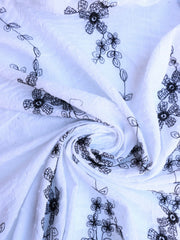 Load image into Gallery viewer, Black Embroidered Swiss Dot Cotton Lawn
