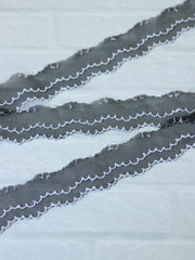 Load image into Gallery viewer, 10YDS Black 1" Wide Embroidered Lace Trim