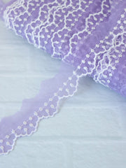 Load image into Gallery viewer, 10YDS Lavender 1" Wide Embroidered Lace Trim