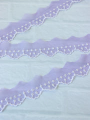 Load image into Gallery viewer, 10YDS Lavender 1" Wide Embroidered Lace Trim