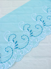 Load image into Gallery viewer, 5YDS Blue 5.75" Wide Embroidered Lace Trim