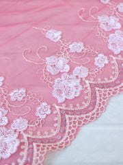 Load image into Gallery viewer, 5YDS Dark Pink 7" Wide Embroidered Lace Trim